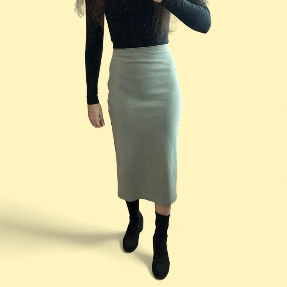 everlane high rise bodycon midi pencil skirt